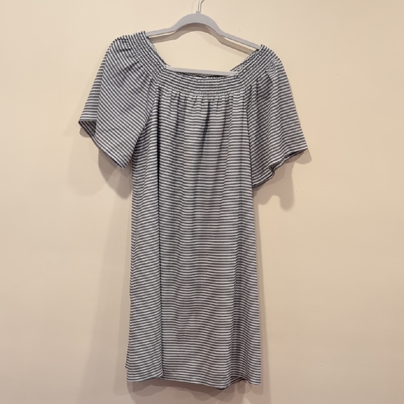 Madewell Off-Shoulder Striped Dress - Picture 1 of 8